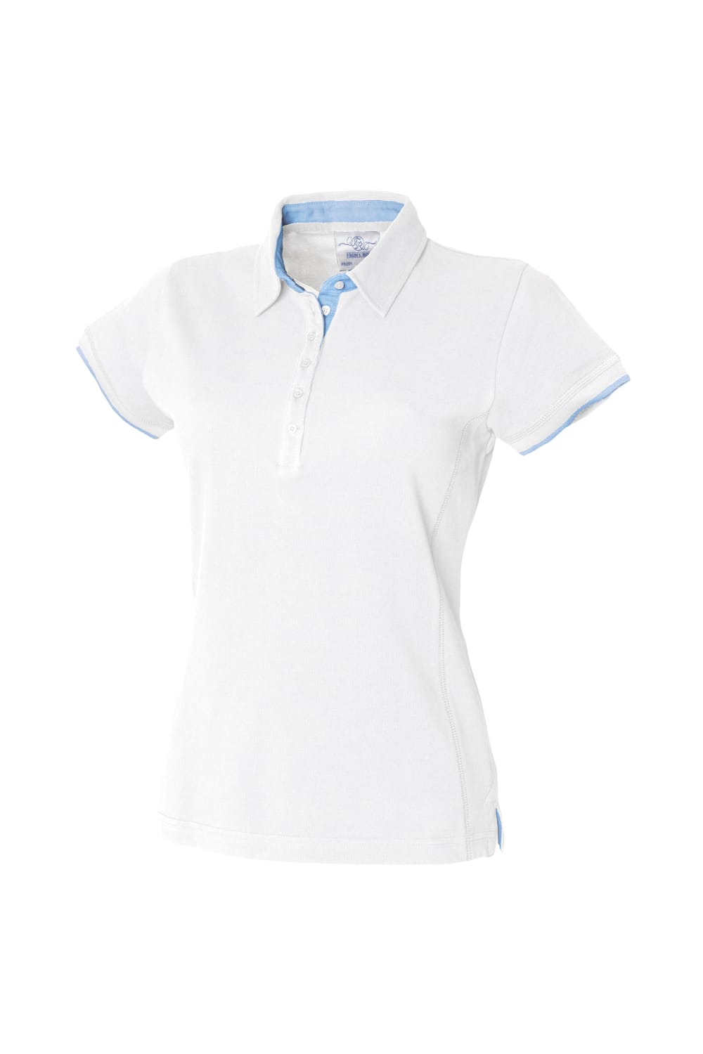Front Row Womens/Ladies Contrast Pique Polo Shirt (White/ Sky Blue)
