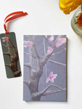 Load image into Gallery viewer, Notepad &amp; Bookmark: Tree with Pink Flowers on Dark Grey