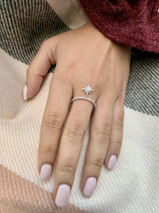 North Star Diamond Charm Ring In Sterling Silver