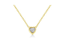 Load image into Gallery viewer, 10K Yellow Gold Plated .925 Sterling Silver 1/10 Cttw Miracle Set Round Diamond Oval Shape 18&quot; Pendant Necklace