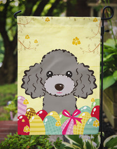 11 x 15 1/2 in. Polyester Silver Gray Poodle Easter Egg Hunt Garden Flag 2-Sided 2-Ply