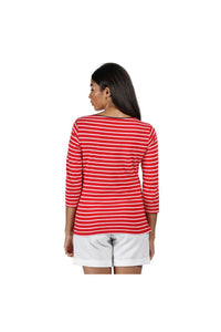 Womens/Ladies Polina Patterned Long-Sleeved T-Shirt - True Red