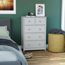 Load image into Gallery viewer, Beadboard Vertical Dresser with 5 Drawers - Gray - 43.5 in