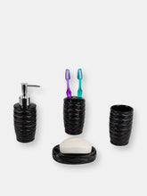 Load image into Gallery viewer, Curves  4 Piece Bath Accessory Set, Black