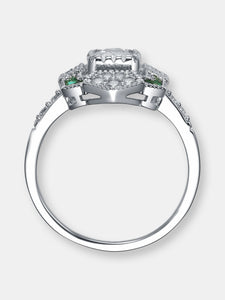 Sterling Silver Emerald Cubic Zirconia Coctail Ring