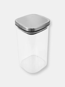 Michael Graves Design Large 47 Ounce Square Borosilicate Glass Canister with Stainless Steel Top