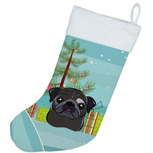 Christmas Tree and Black Pug Christmas Stocking