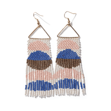 Load image into Gallery viewer, Cream Lapis Blush Gold Half Circles On Cream Triangle Earrings