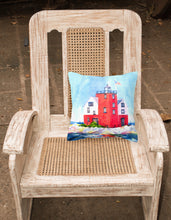 Load image into Gallery viewer, 14 in x 14 in Outdoor Throw PillowLighthouse on the rocks Harbour Fabric Decorative Pillow