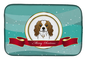 14 in x 21 in Cavalier Spaniel Merry Christmas Dish Drying Mat