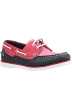 Load image into Gallery viewer, Womens/Ladies Hattie Leather Boat Shoe (Pink/Navy)