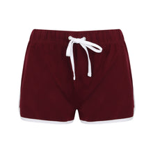 Load image into Gallery viewer, Skinni Fit Womens/Ladies Retro Shorts (Burgundy/White)