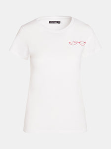 Lips Embroidery Cotton T-Shirt
