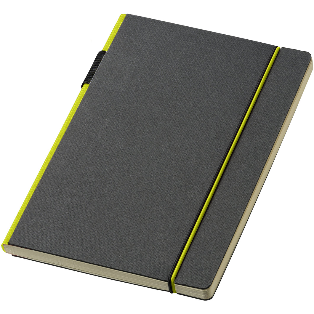 JournalBooks Cuppia Notebook (Pack of 2) (Solid Black/Lime) (8 x 5.7 x 0.6 inches)