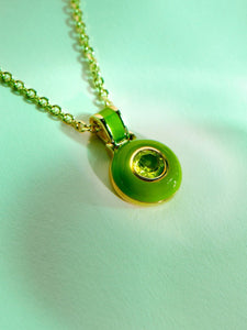 14k Yellow Gold Vermeil Green Aura Necklace