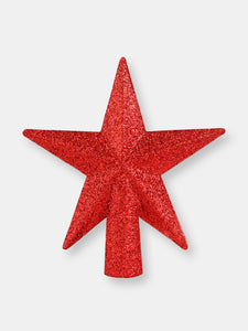 Glitter Star Tree Topper - Christmas Red Decorative Holiday Bethlehem Star Ornament