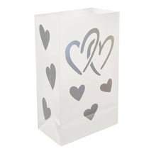 Load image into Gallery viewer, Plastic Luminaria Bags, Hearts - Set of 12