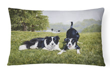 Load image into Gallery viewer, 12 in x 16 in  Outdoor Throw Pillow Let&#39;s Play Border Collie Canvas Fabric Decorative Pillow