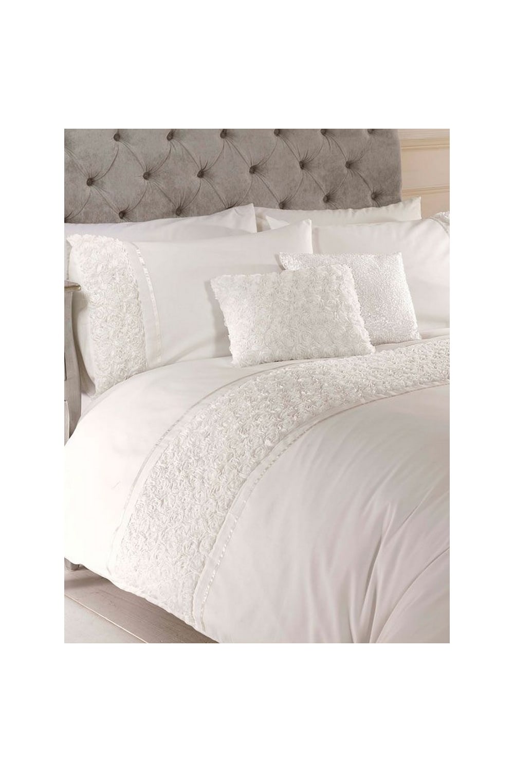 Limoges Rose Ruffle Duvet Set - Cream