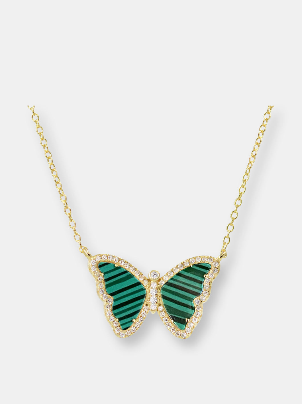 Malachite Butterfly Necklace With Crystals