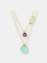 Load image into Gallery viewer, Aqua Chalcedony, Amethyst Double Layer Infinity Necklace