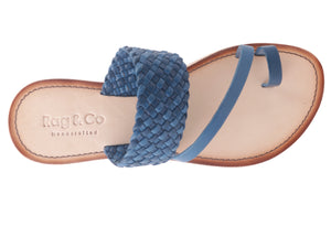 Isidora Blue Braided Leather Flat Sandal