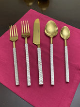 Load image into Gallery viewer, Designer Golden Stainless Steel Flatware Set Of 20 Pc