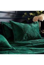Load image into Gallery viewer, Paoletti Palmeria Velvet Quilted Duvet Set (Emerald Green) (Full) (UK - Double)
