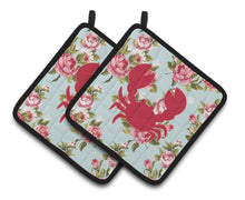 Load image into Gallery viewer, Crab Shabby Chic Blue Roses BB1104 Pair of Pot Holders