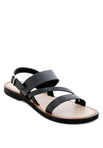 Mona Black Flat Sandal with Ankle Strap