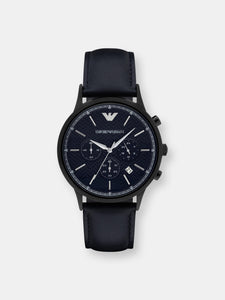 Emporio Armani Men's Renato AR2481 Blue Leather Japanese Quartz Fashion Watch