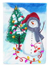 Load image into Gallery viewer, 11 x 15 1/2 in. Polyester Trimming the Tree Snowman Garden Flag 2-Sided 2-Ply