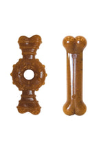 Load image into Gallery viewer, Nylabone Ring &amp; Bone Chicken Dog Chew Toy (Pack of 2) (Brown) (XS)