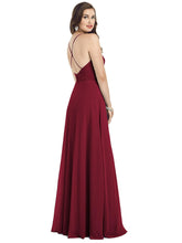 Load image into Gallery viewer, Illusion V-Neck Lace Bodice Chiffon Gown - 3054