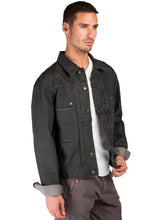 Load image into Gallery viewer, Men&#39;s Dark Gray Premium Denim Trucker Jacket Expresso Coated Retro Wash