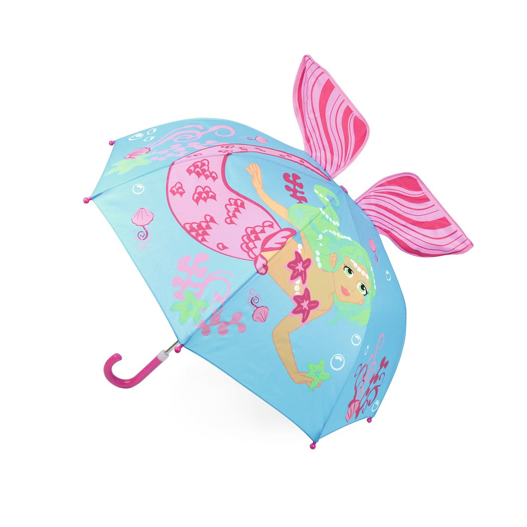 Childrens/Kids 3D Mermaid Dome Umbrella (Blue/Pink) (One Size)