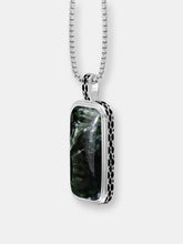 Load image into Gallery viewer, Seraphinite Stone Tag in Black Rhodium Plated Sterling Silver