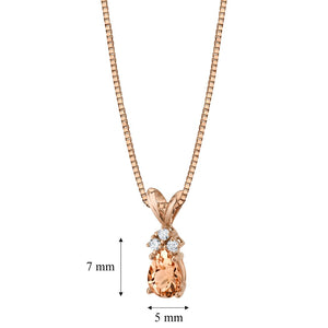 14K Rose Gold Pear Shape 0.75 Carats Morganite Diamond Pendant