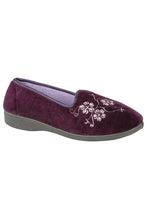 Load image into Gallery viewer, Womens/Ladies Jenny Embroidered Slippers - Purple
