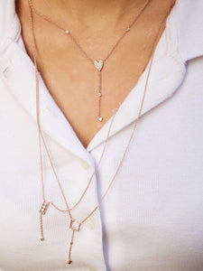 Street Light Open Square Bolo Adjustable Diamond Lariat Necklace in 14K Yellow Gold Vermeil on Sterling Silver