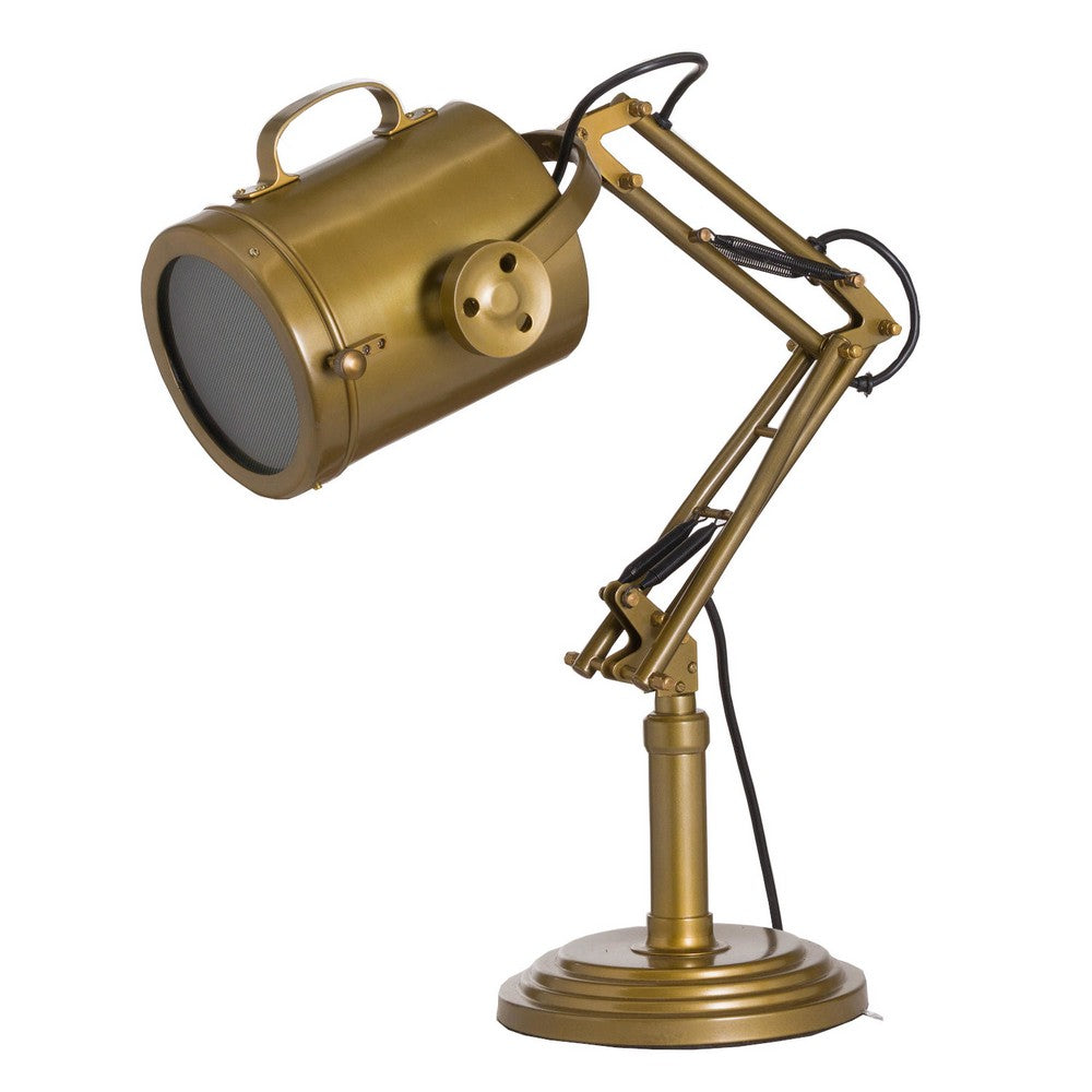 Hill Interiors Brass Industrial Adjustable Spotlight Lamp (UK Plug) (Gold) (One Size)