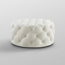 Load image into Gallery viewer, Alzbeta Linen Allover Tufted Round Cocktail Ottoman