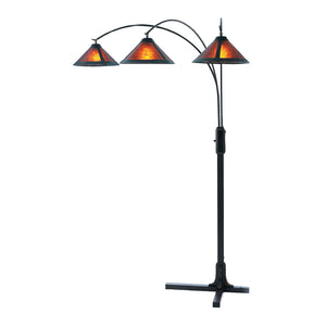 Nova of California Natural Mica 86"  3 Light Arc Lamp in Espresso and Bronze with Dimmer Switch
