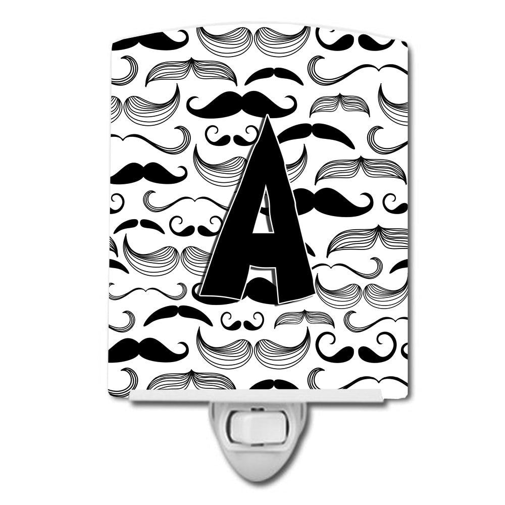 Letter A Moustache Initial Ceramic Night Light