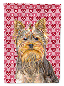 11 x 15 1/2 in. Polyester Hearts Love and Valentine's Day Yorkie / Yorkshire Terrier Garden Flag 2-Sided 2-Ply