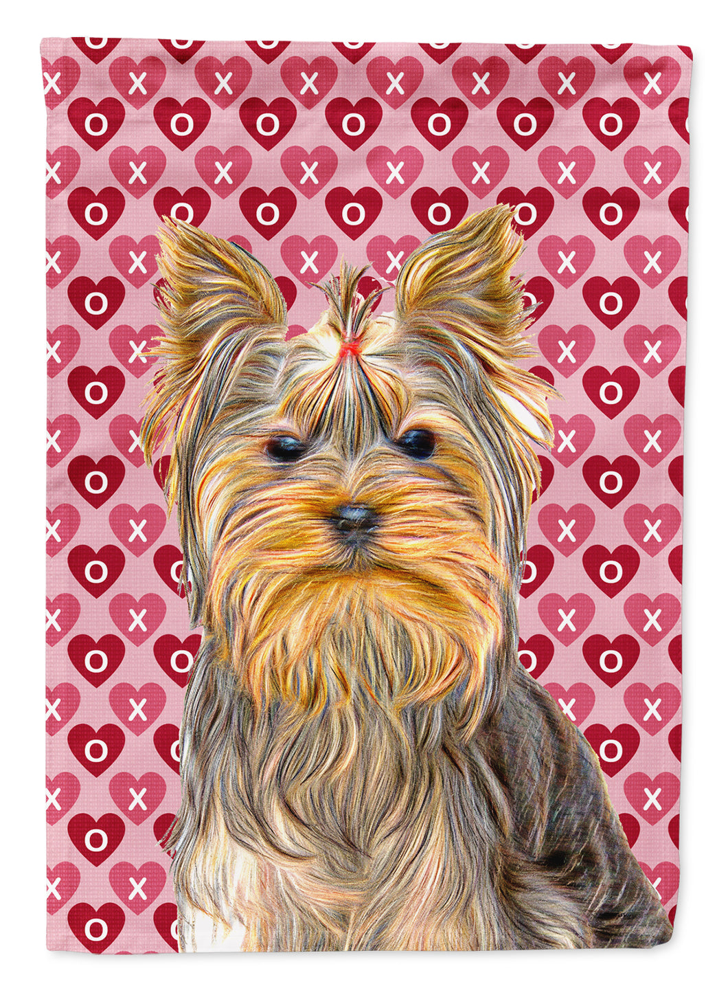 11 x 15 1/2 in. Polyester Hearts Love and Valentine's Day Yorkie / Yorkshire Terrier Garden Flag 2-Sided 2-Ply