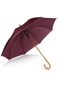 Kimood Unisex Automatic Open Wooden Handle Walking Umbrella (Pack of 2) (Burgundy/ Beige) (One size (Classic 23”))