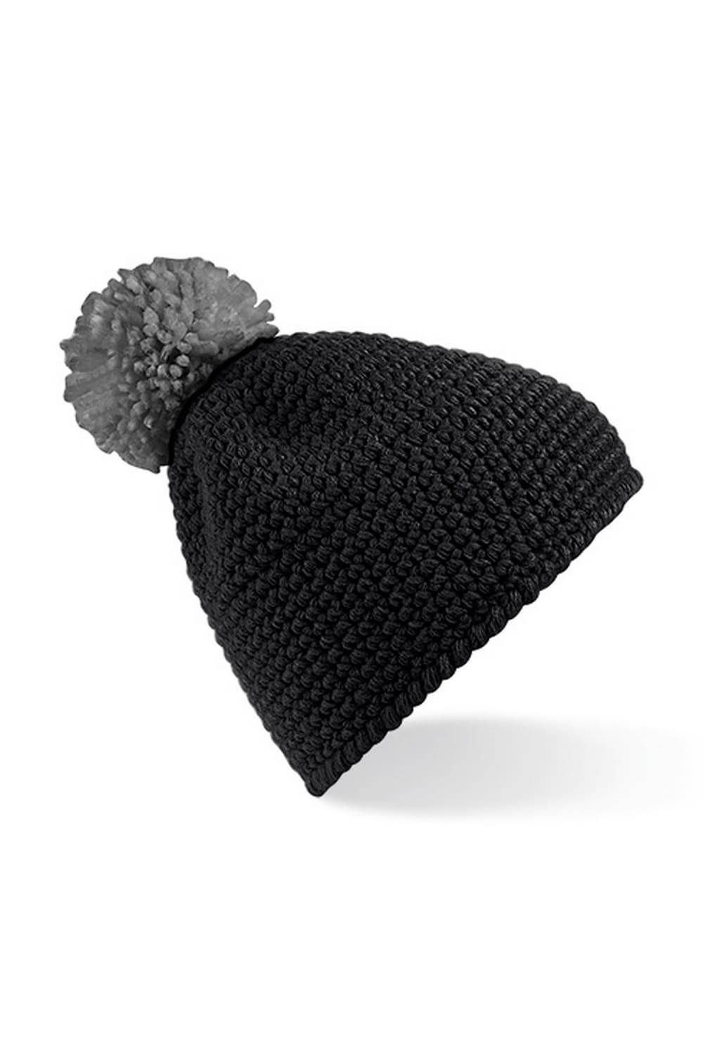 Unisex Slopeside Winter Beanie Bobble Hat - Black/ Grey