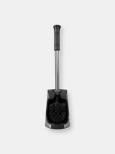 Load image into Gallery viewer, Brushed Stainless Toilet Brush Holder with Comfort Grip Handle with Easy to Store Compact Non-Skid Caddy, Black
