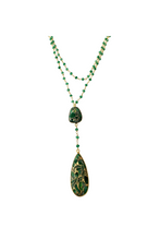 Load image into Gallery viewer, Double Diana Denmark Necklace in Green Onyx with Green Mojave Copper Turquoise Drop